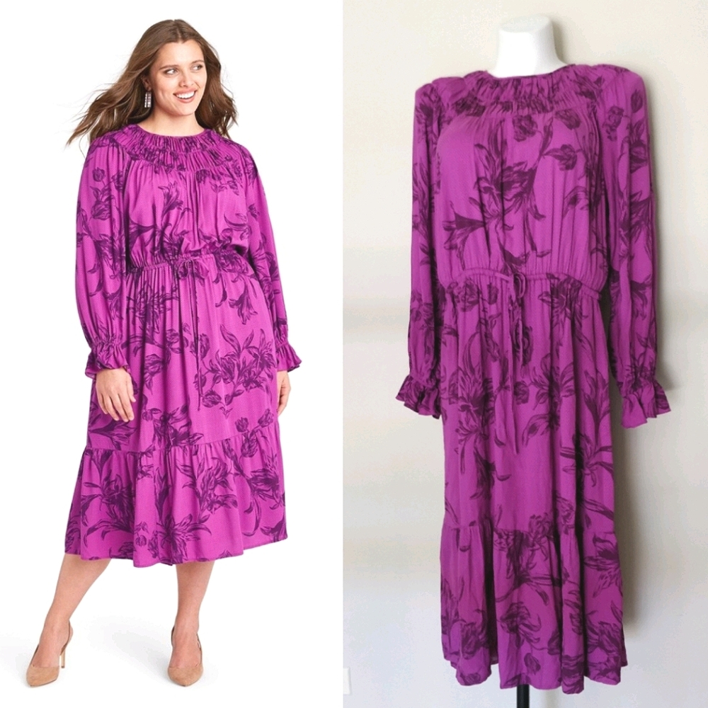 A New Day Purple Floral Dress sz L